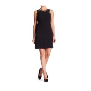 Adrianna Papell Womens Black Sleeveless Grommet A Line Cocktail Dress Sz 4 New